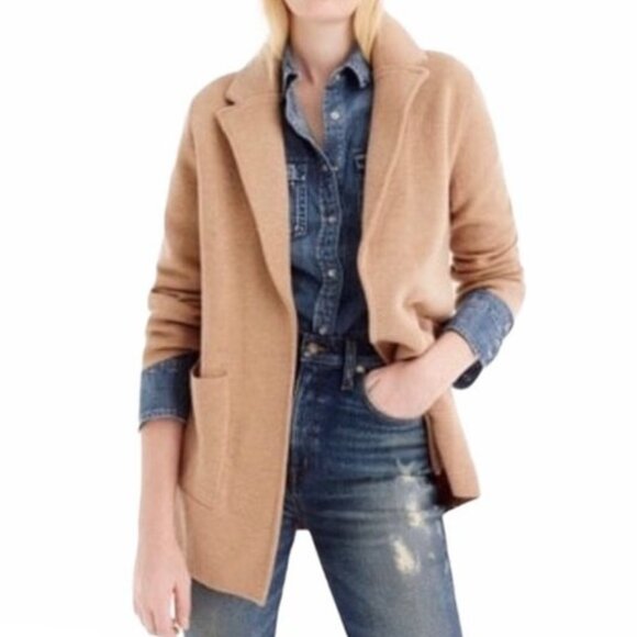 J. Crew Jackets & Blazers - J Crew Merino Wool Open Front Sweater Blazer, Tan - Womens XXL